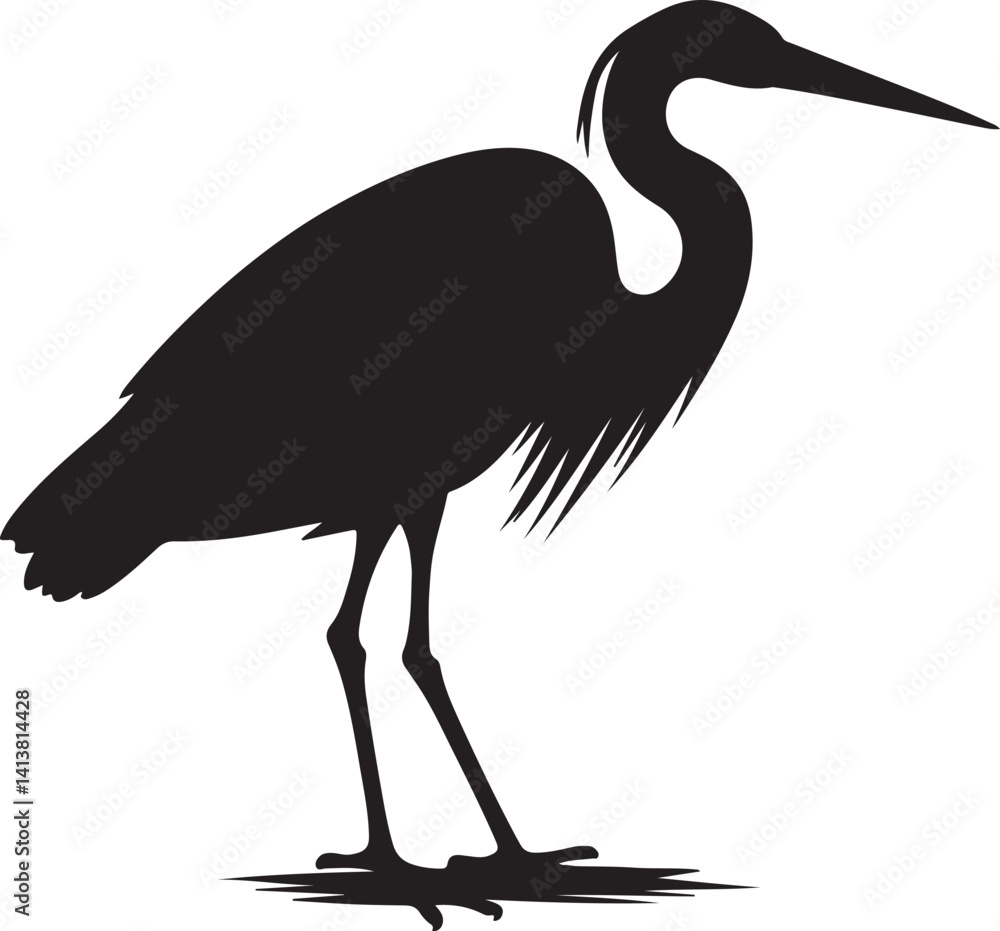 Obraz premium Heron silhouettes high quality black vector