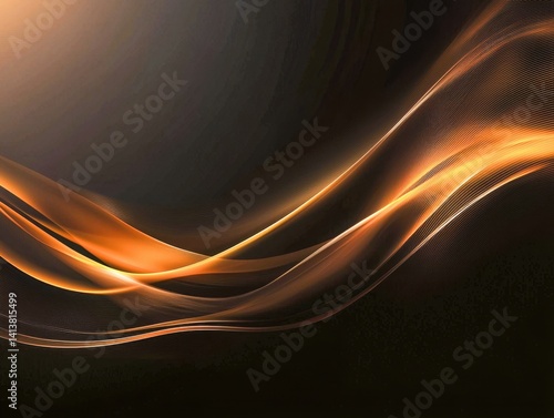 Elegant Flowing Waves in Shades of Gold and Dark Background