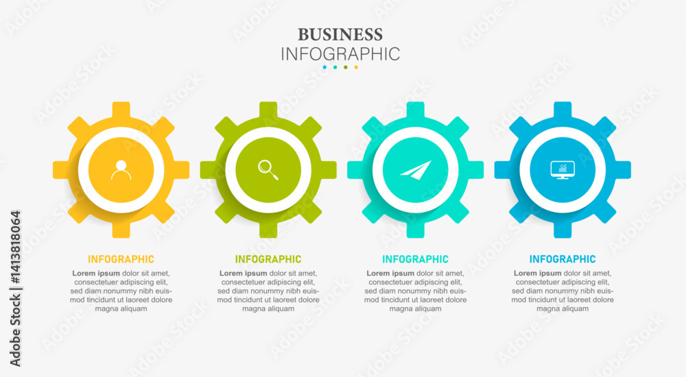 Fototapeta premium Timeline infographic design with 4 options or steps. Infographics for business concept. Can be used for presentations workflow layout, banner, process, diagram, flow chart, info graph, annual report.