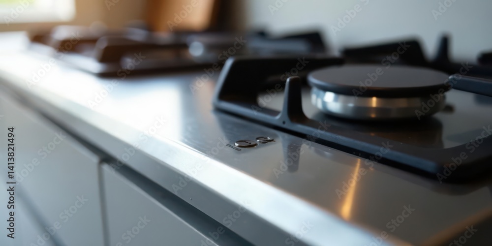 Modern Kitchen Appliance Stainless Steel Cooktop with Integrated Controls and Smooth Surface Modern Kitchen Appliance Stainless Steel Cooktop with Integrated Controls and Smooth Surface