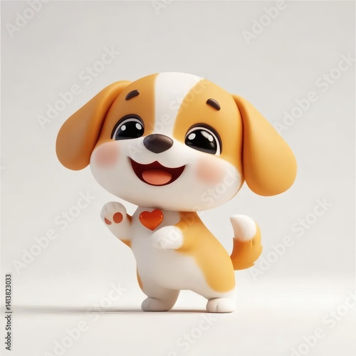 Adorable Cartoon Puppy: Cheerful, Playful 3D Render