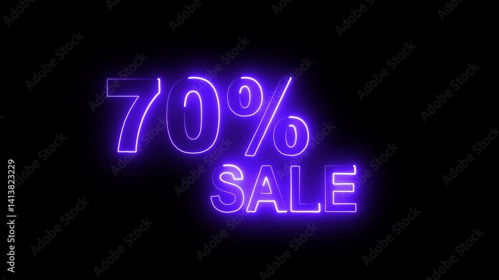 70% Sale neon text symbol Template Design animation .Bright neon signs displaying 70 percent sale animation .blue color neon text and black background . 70% Sale neon text symbol Template Design animation .Bright neon signs displaying 70 percent sale animation .blue color neon text and black background .