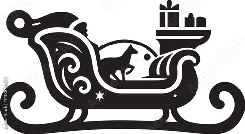Santa sleigh presents vector art