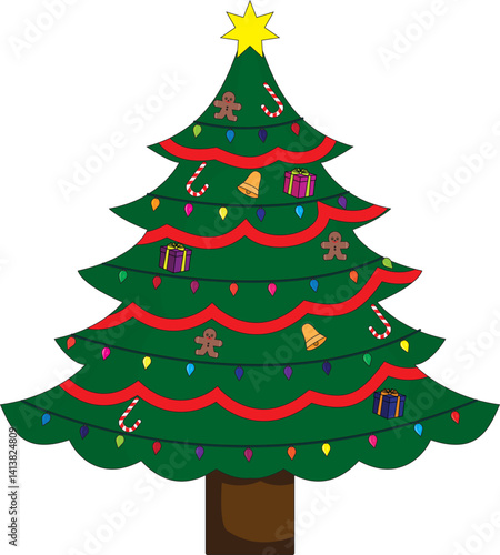 Christmas Tree Holiday Decoration In White Background Illustration
