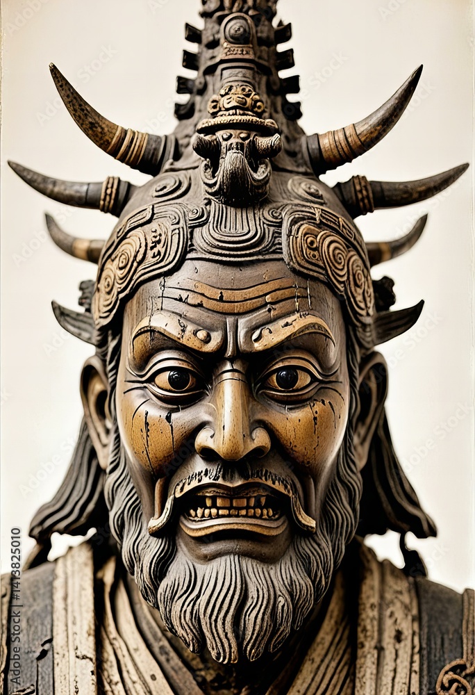 Presenting Oni statue, isolated on white. Presenting Oni statue, isolated on white.
