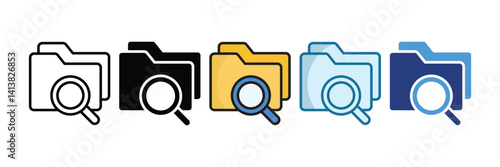 Search Folder Icon Set Multiple Style Collection