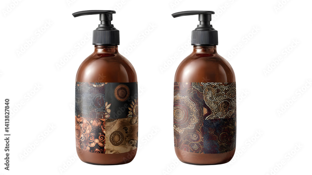 Dark Elegance: Black Bottle with Detailed Design Label Dark Elegance: Black Bottle with Detailed Design Label