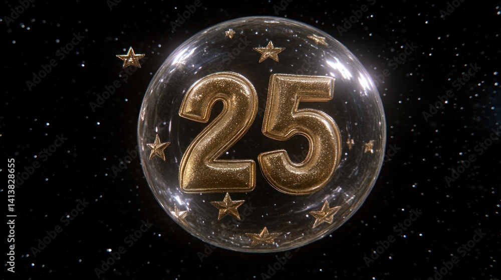 Anniversary celebration number twenty-five in a crystal sphere Anniversary celebration number twenty-five in a crystal sphere