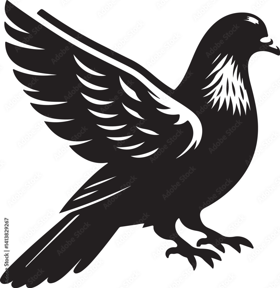 Fototapeta premium High quality pigeon black vector