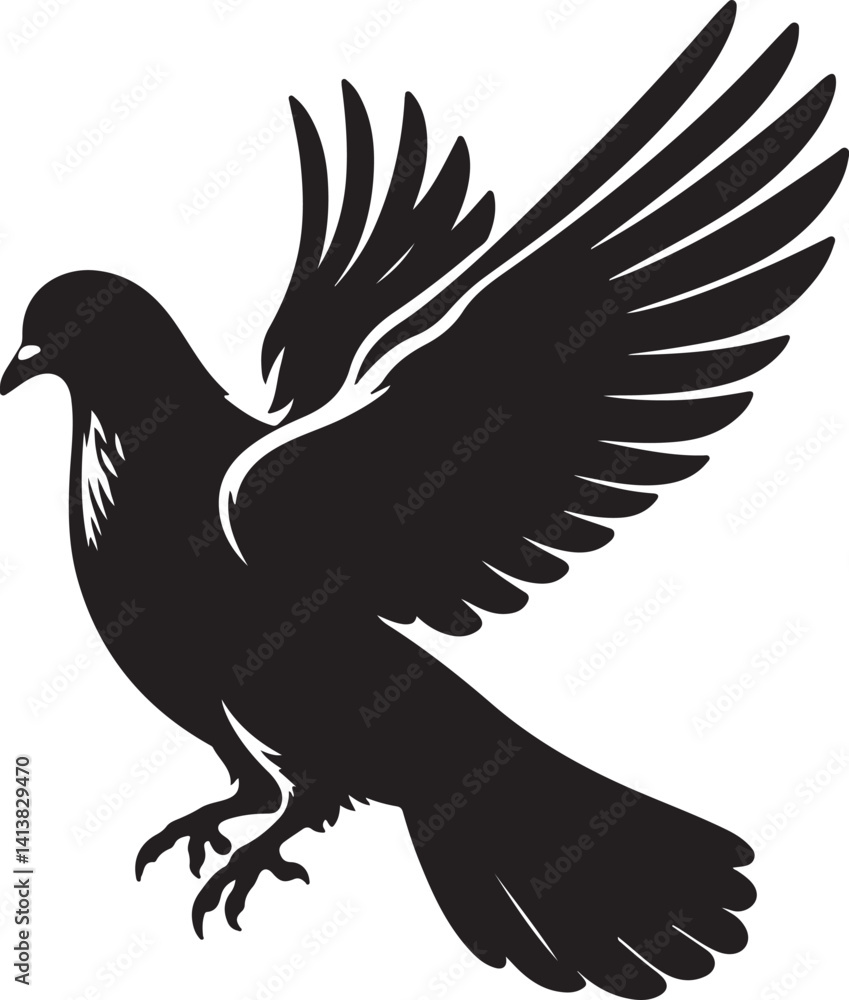 Fototapeta premium High quality pigeon black vector