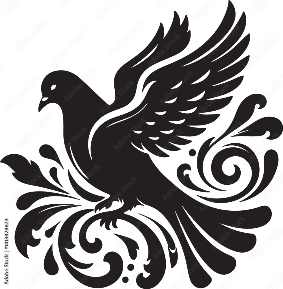 High quality pigeon black vector High quality pigeon black vector
