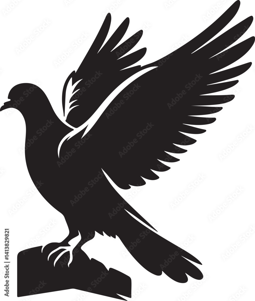 Fototapeta premium High quality pigeon black vector
