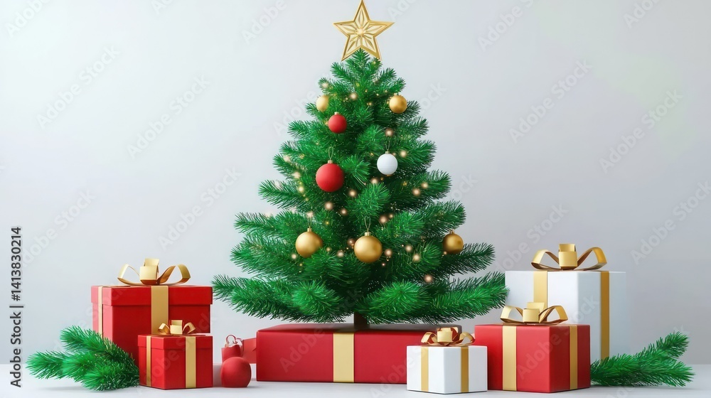 Festive Christmas tree with gifts Festive Christmas tree with gifts