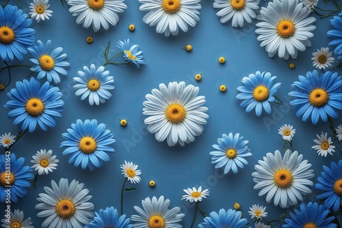 Daisy Flower Background Template with Blue Tones for Stunning Presentations