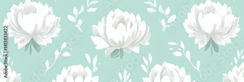 Delicate floral print on a mint backdrop