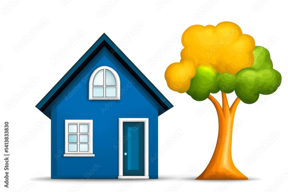 A semi-detached house icon with a simple and stylish layout, suitable for real estate branding