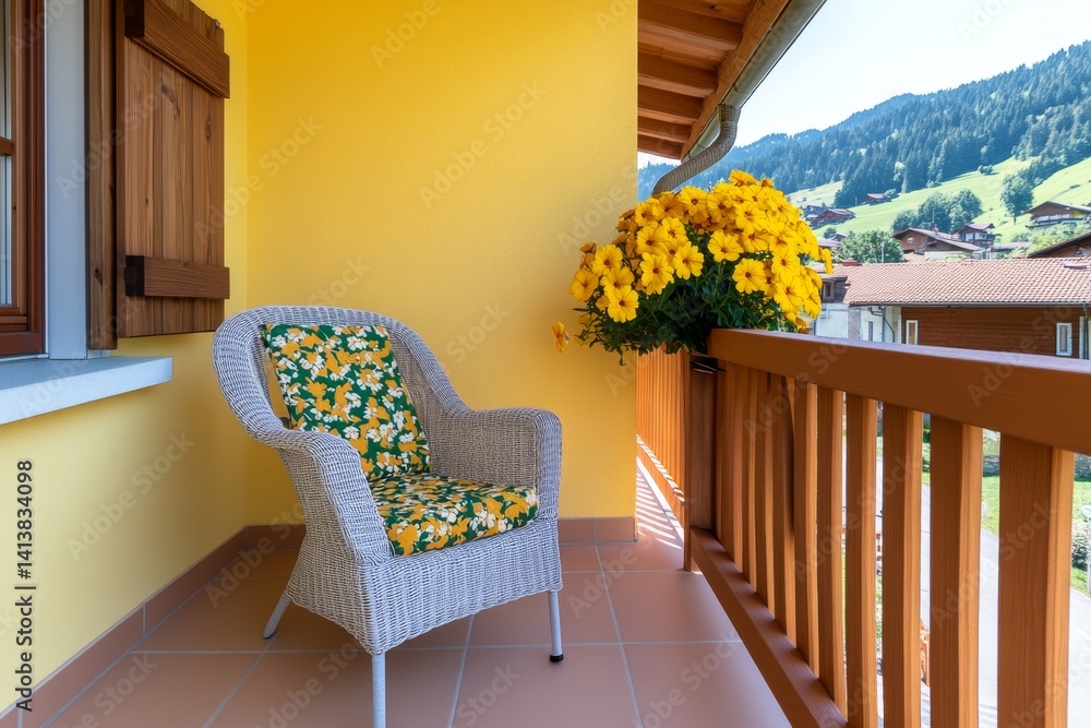 A semi-detached house with a charming balcony on the second floor, offering a view of a quiet suburban street