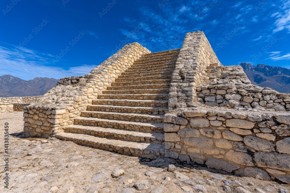 A stepped pyramid in Peru, surrounded by Andean peaks, revealing the ancient secrets of the Inca civilization