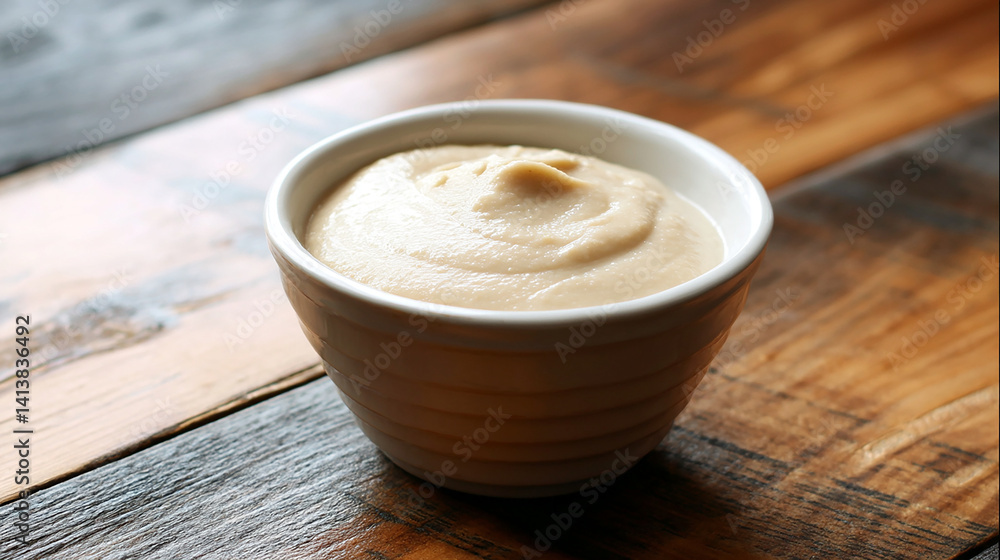 White miso paste spread with creamy texture and soft color White miso paste spread with creamy texture and soft color
