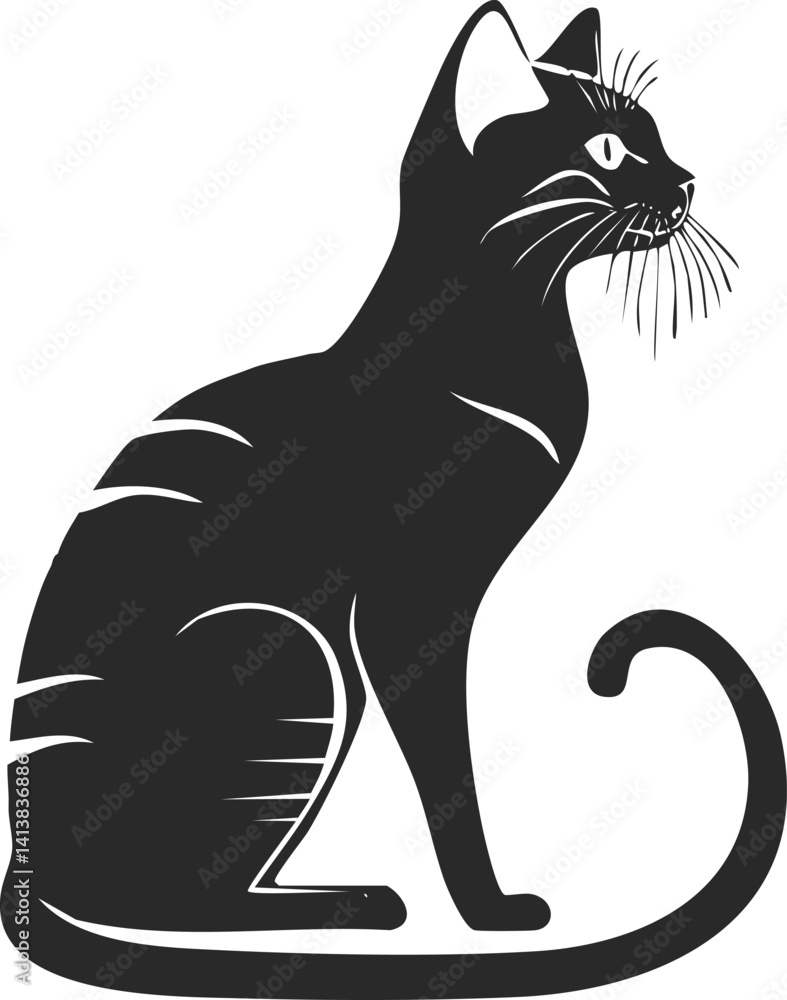 Fototapeta premium egyption mau cat silhouette illustration 