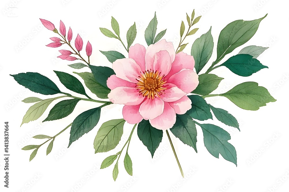Obraz premium Watercolor Flower Clipart Illustration