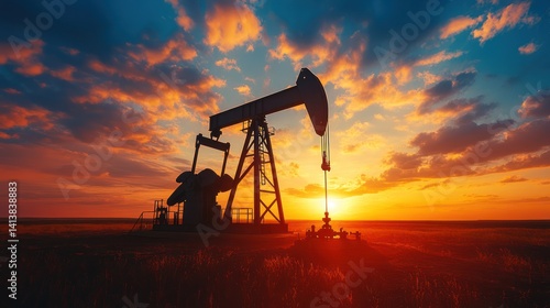 Sunset oil pump jack field extraction energy