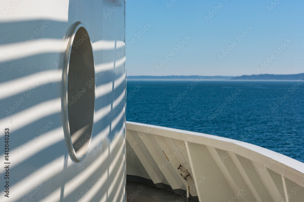 Obraz premium Upper deck of a Puget Sound ferry boat, Seattle, Washington State, USA.