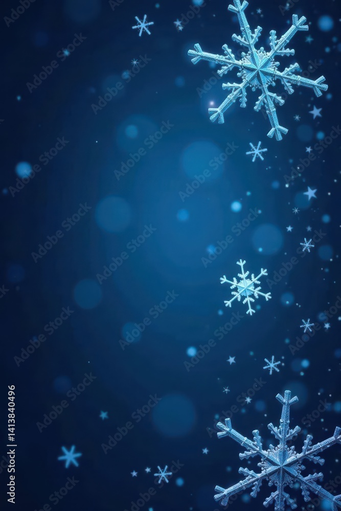 Fototapeta premium Dark blue, large snowflakes, simple Christmas stars , holiday, stars, backdrop