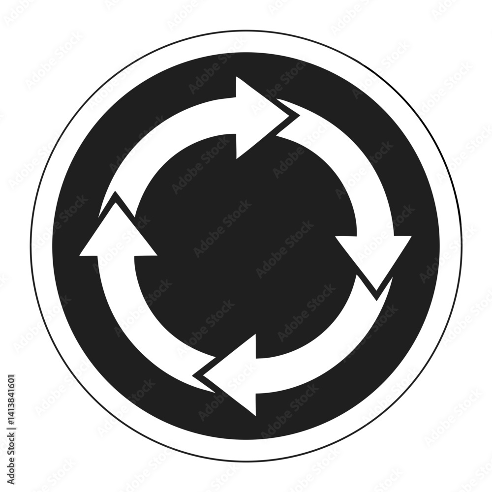 Circular Arrows Black and White Minimalist Vector Illustration Design Circular Arrows Black and White Minimalist Vector Illustration Design