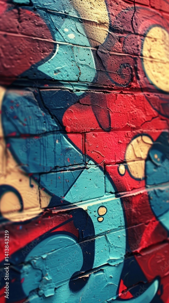 Fototapeta premium Colorful graffiti art on brick wall