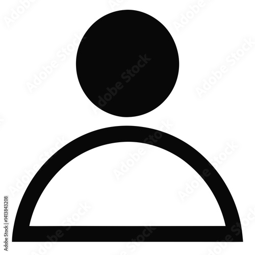 Simple Black Silhouette User Profile Icon Minima Vector Illustration Design