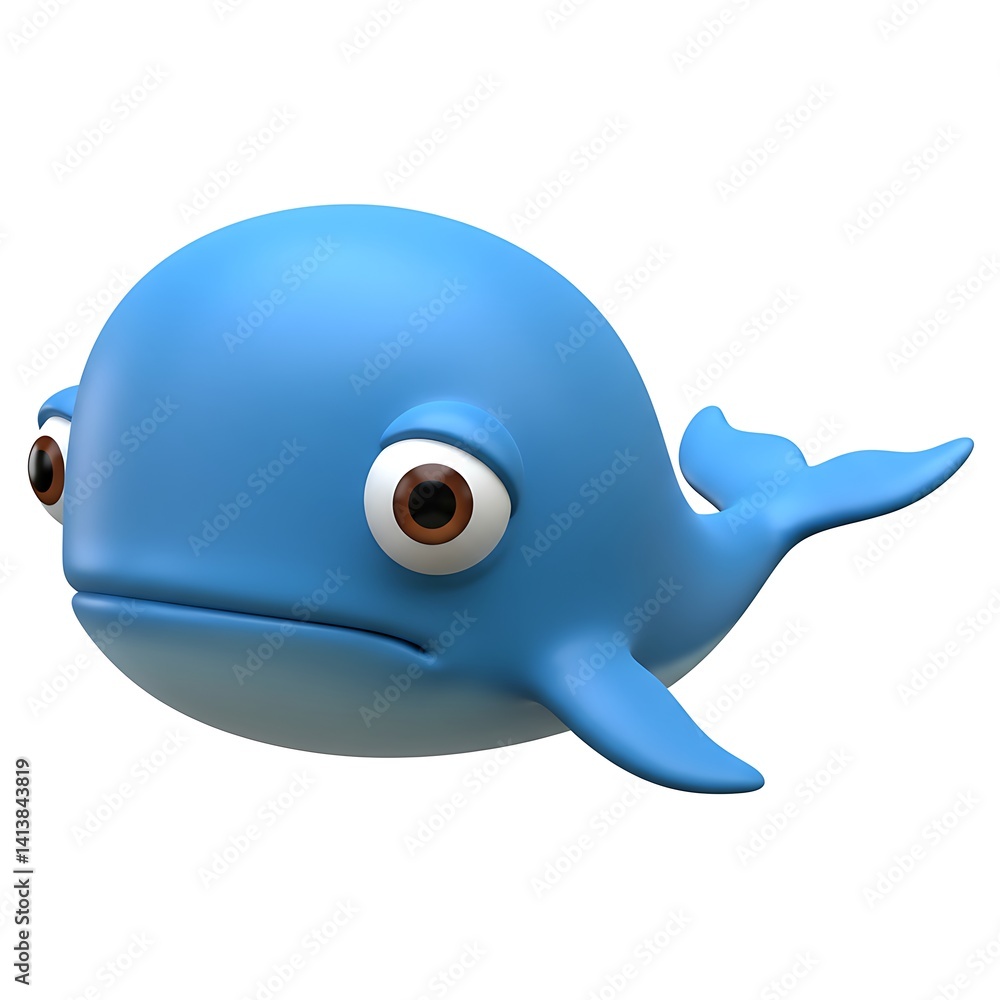 3D Cartoon Curious Blue Whale 3D Cartoon Curious Blue Whale