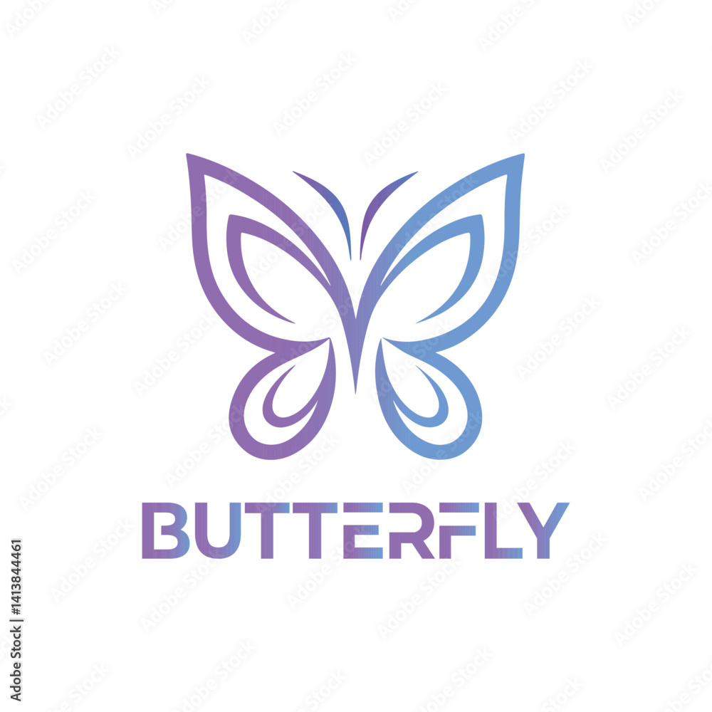 Modern Colorful Butterfly Logo with Gradient Wings Modern Colorful Butterfly Logo with Gradient Wings