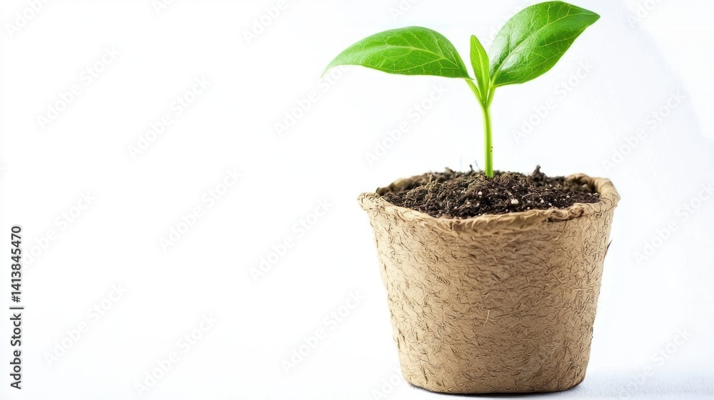 A healthy green plant in a simple pot against a minimal white backdrop A healthy green plant in a simple pot against a minimal white backdrop