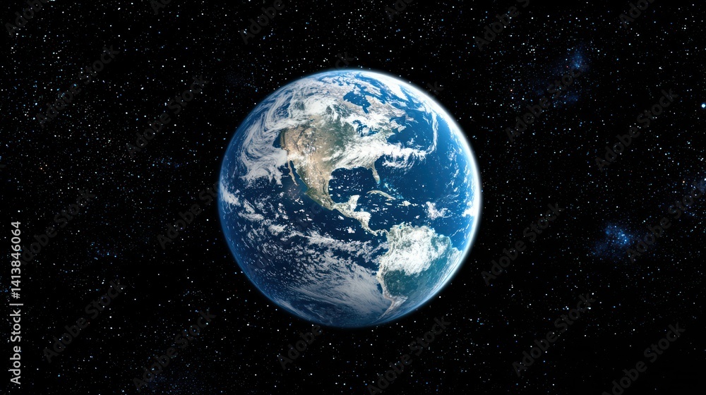 A digital representation of the Earth with data overlays in space A digital representation of the Earth with data overlays in space