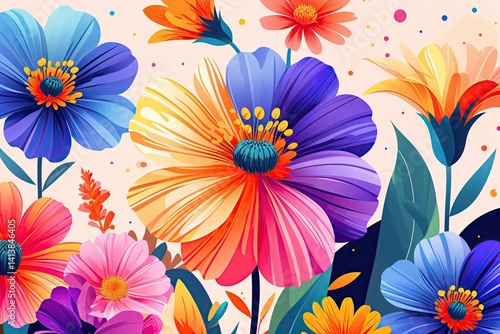 Vibrant Modern Abstract Flower Art for Spring Summer Wallpaper Backgrounds