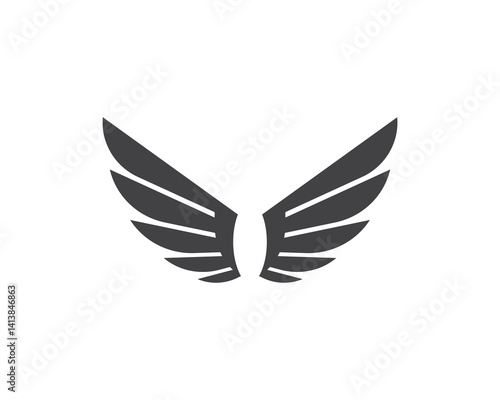 Black wings icon. Bird wings, wing logo, angel wings isolated on white background