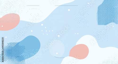 Abstract blue halftone background with gradient dots on a light sky-colored backdrop.