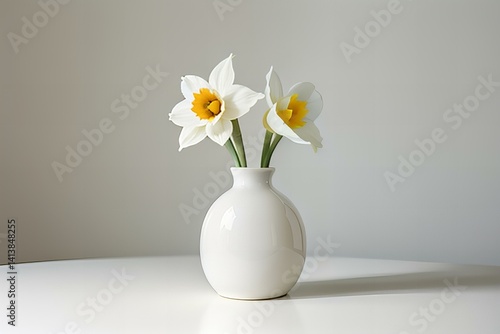 Wallpaper Mural Elegant Showing Daffodil flower vase on a white background Torontodigital.ca