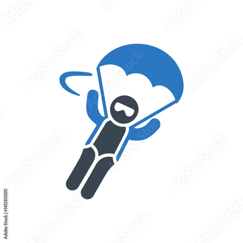 Skydiver in air icon