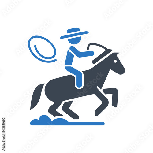 Cowboy Riding Horse Icon