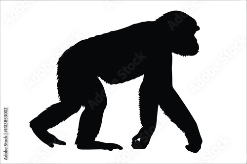 chimpanzee silhouette vector, chimpanzee black symbol