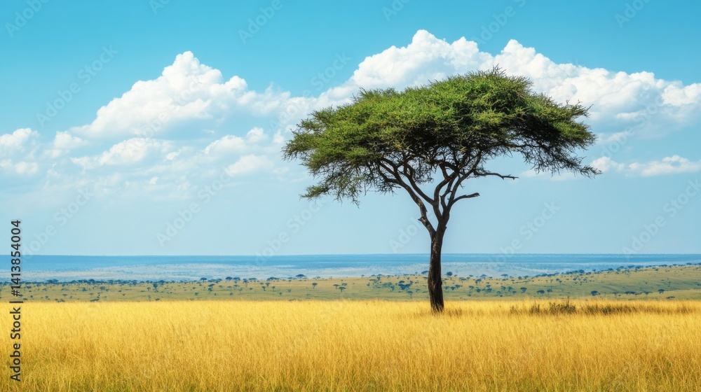 Obraz premium African savanna landscape with expansive plains and diverse wildlife