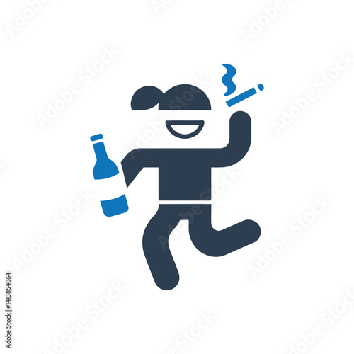 Person Drinking and Smoking Icon