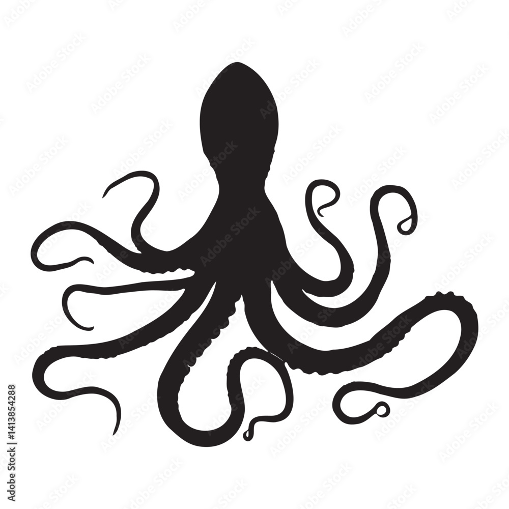 Fototapeta premium octopus line art silhouette vector illustration