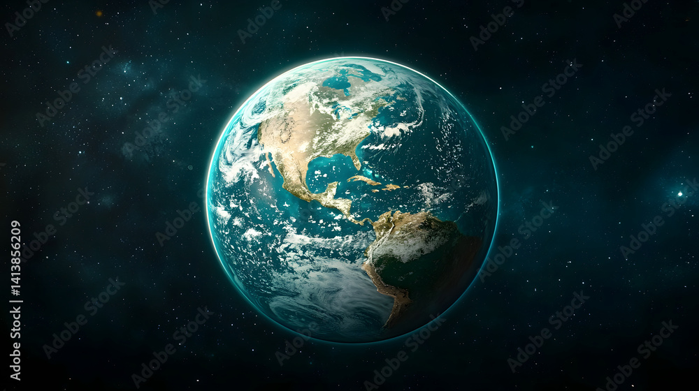 Fototapeta premium Pixelated Earth in Dark Space