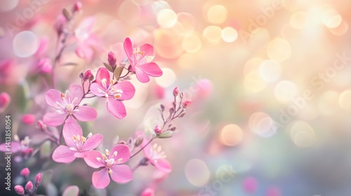 Dreamy pink blossoms with soft bokeh background evoke serenity and beauty