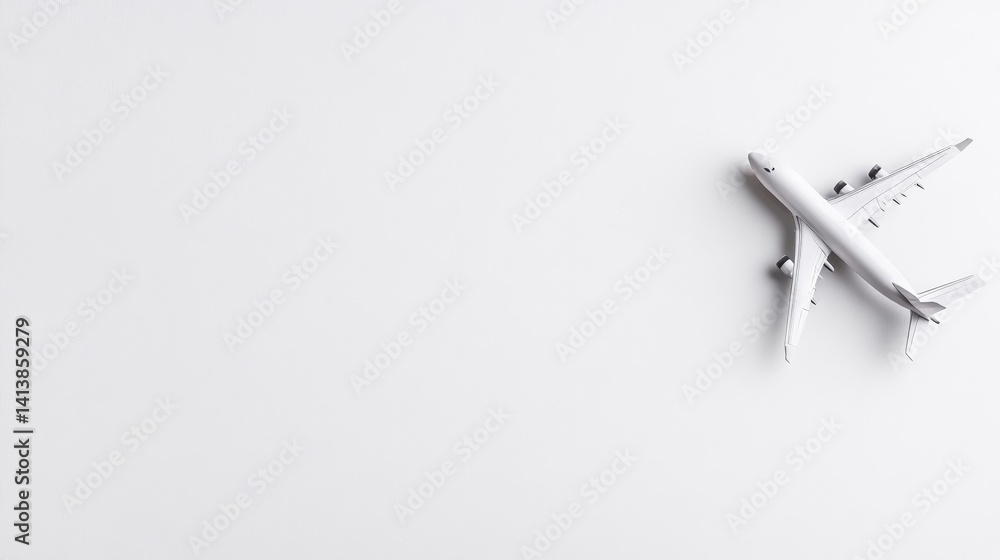 A small white airplane model on a plain white background A small white airplane model on a plain white background