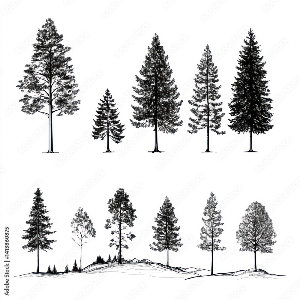 Fototapeta premium set of winter trees