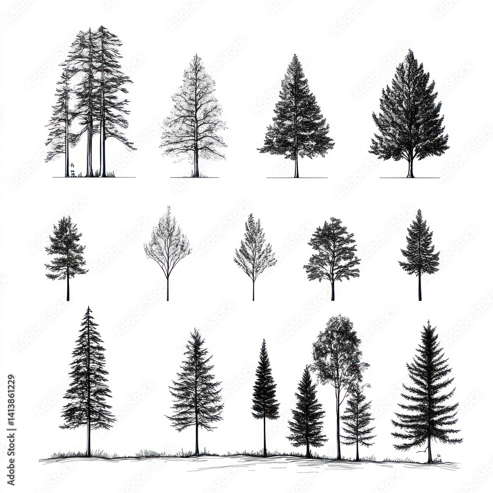 Obraz premium set of trees vector